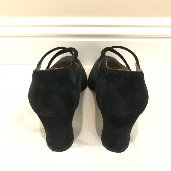 Ferragamo black suede crisscross block heels black - Picture 3 of 7